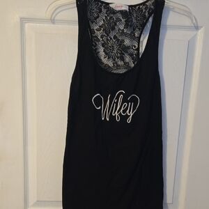 Icing Black 'Wifey' Lace Tank Top M/L